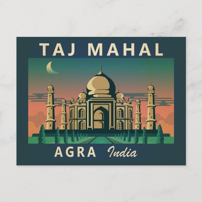 Taj Mahal India Travel Art Vintage Postcard (Front)