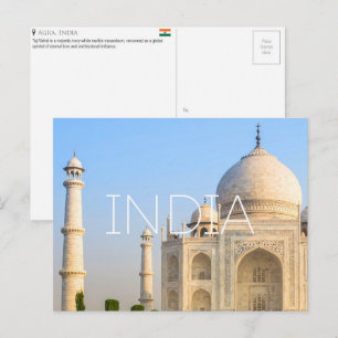 Taj Mahal, India Travel Postcard