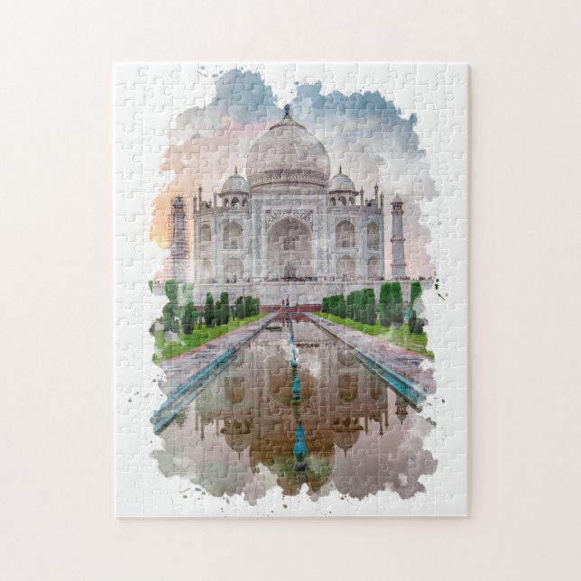 Taj Mahal India Watercolor Art    Jigsaw Puzzle (Vertical)