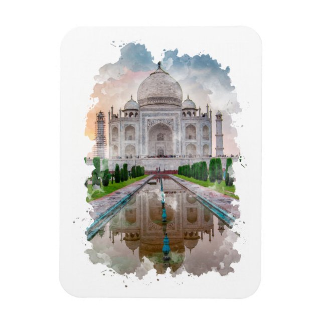 Taj Mahal India Watercolor Art   Magnet (Vertical)