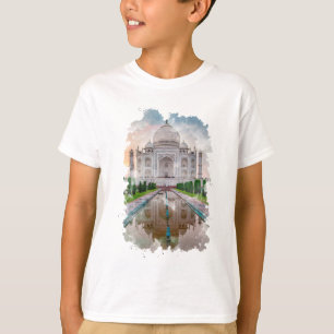 Taj Mahal India Watercolor Art T-Shirt