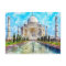 Taj Mahal, India watercolor postcard