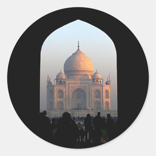 Taj Mahal Light of Dawn India Architecture Photo Classic Round Sticker (Front)