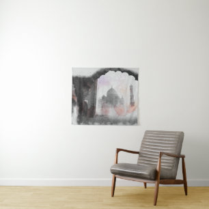 Taj Mahal Postcard Vintage Travel Tapestry