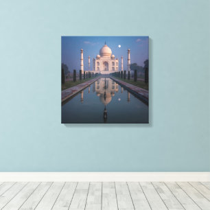 Taj Mahal Reflection Gift Wrap – Serene Moonlit Ar Canvas Print