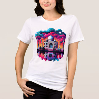 Taj Mahal under a beautiful colourful rainbow sky Tri-Blend Shirt