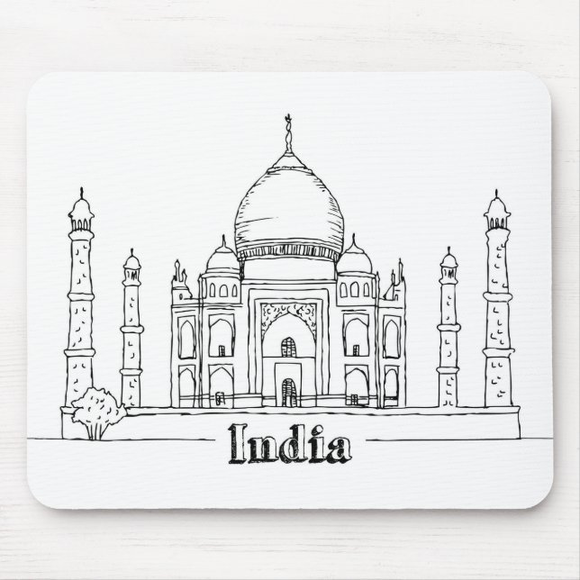 Taj Mahal Vacation Drawing Vacation Art Traveling  Mouse Mat (Front)