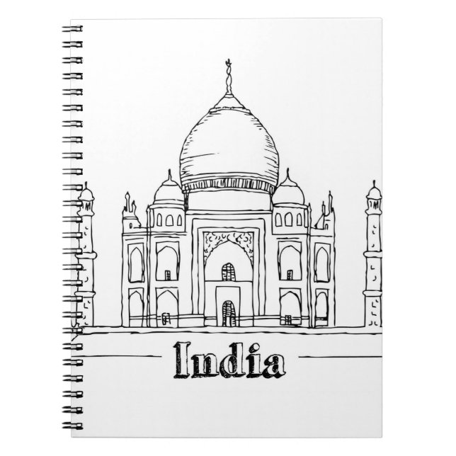 Taj Mahal Vacation Drawing Vacation Art Travelling Notebook (Front)