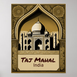 Taj Mahal Vintage Design  Poster