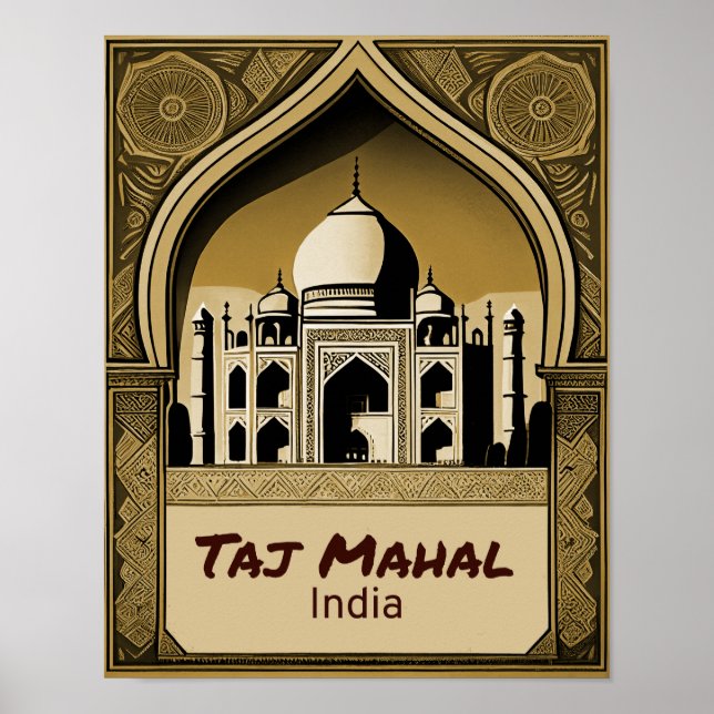 Taj Mahal Vintage Design  Poster (Front)