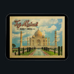 Taj Mahal Vintage Travel India Magnet<br><div class="desc">A wonderful neo vintage design featuring the Taj Mahal under blue sky in Agra,  India.</div>