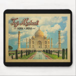 Taj Mahal Vintage Travel India Mouse Mat<br><div class="desc">A wonderful neo vintage design featuring the Taj Mahal under blue sky in Agra,  India.</div>