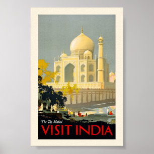 Taj Mahal Visit India Vintage Travel Poster Restor