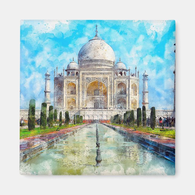 taj mahal watercolor painting magnet (Front)