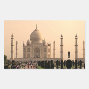 Taj Mahal with people Rectangular Sticker