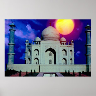 Taj Mahal with sun Poster