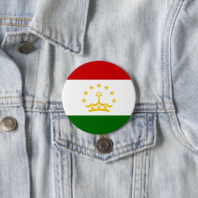 Tajikistan flag 7.5 cm round badge (In Situ)