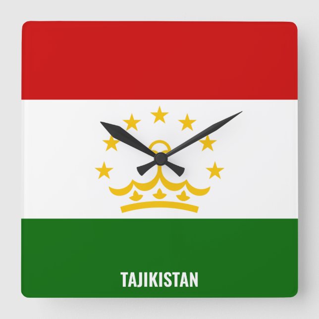 Tajikistan Flag Dazzling Patriotic Square Wall Clock (Front)