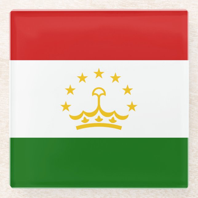 Tajikistan Flag Glass Coaster (Front)