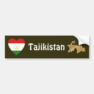 Tajikistan Flag Heart + Map Bumper Sticker