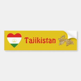 Tajikistan Flag Heart + Map Bumper Sticker
