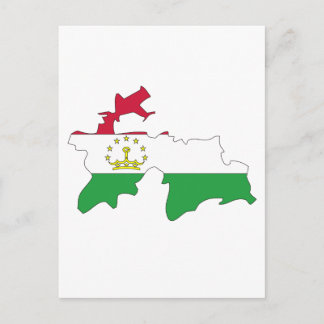 Tajikistan flag map postcard