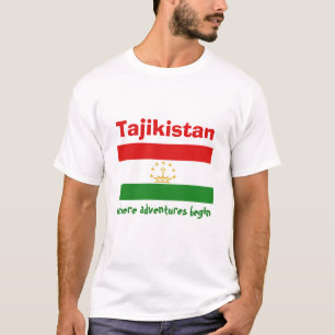 Tajikistan Flag + Map + Text T-Shirt