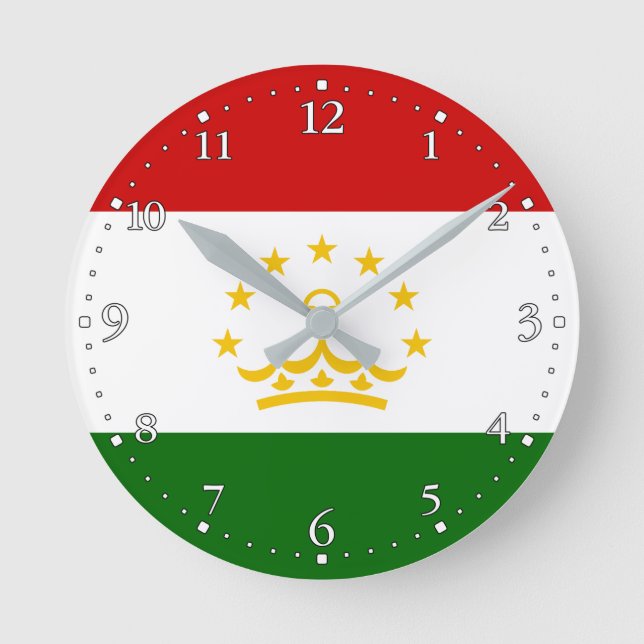 Tajikistan Flag Round Clock (Front)