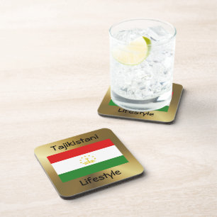 Tajikistan Flag+Text Coaster