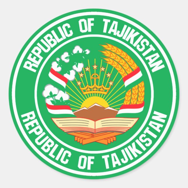 Tajikistan Round Emblem Classic Round Sticker (Front)