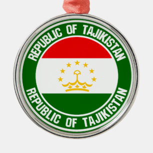 Tajikistan Round Emblem Metal Tree Decoration