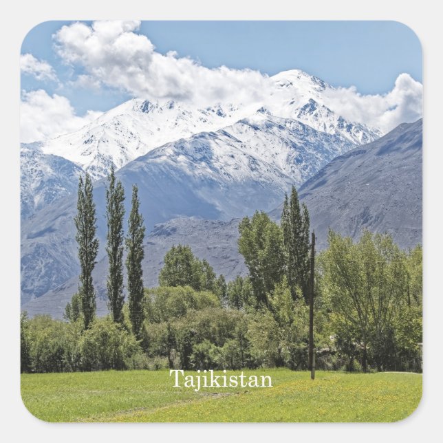 Tajikistan scenic landscape photograph square sticker (Front)