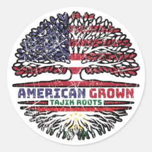 Tajikistan Tajik American USA Tree Roots Flag Classic Round Sticker