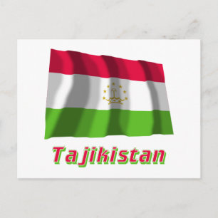 Tajikistan Waving Flag with Name Postcard