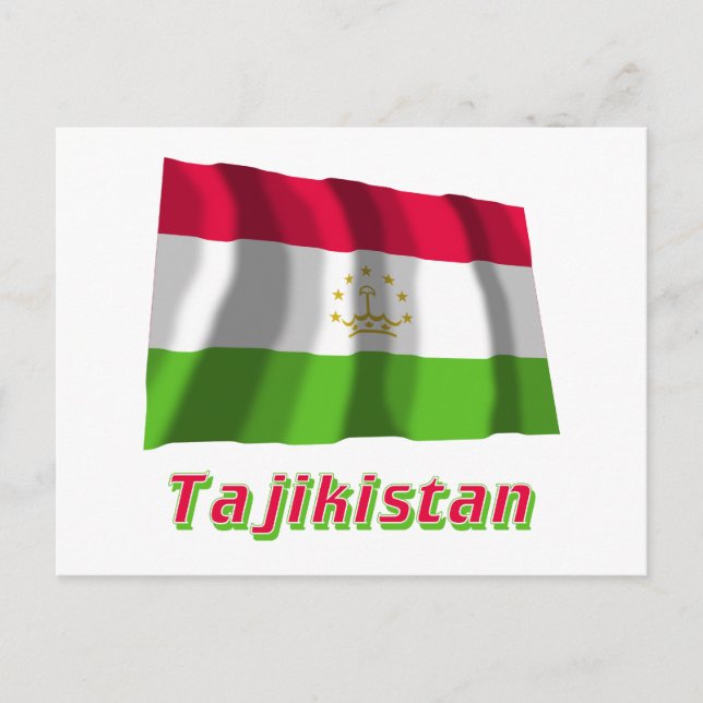 Tajikistan Waving Flag with Name Postcard (Front)