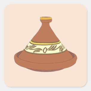 Tajine Hand Drawn - طاجين - Tagine Square Sticker