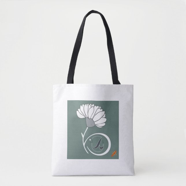 "Tajitu Flower Stem Tote Bag: Minimalist 'S' Shape (Front)
