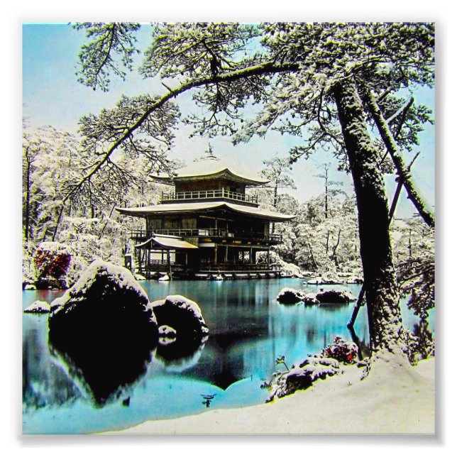TAKAGI Glass Magic Lantern Slide KINKAKUJI GARDENS Photo Print (Front)