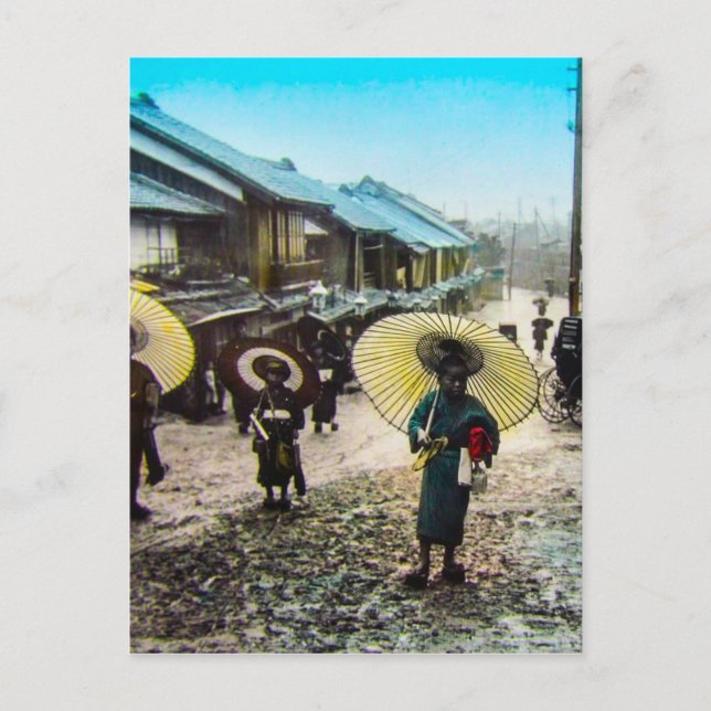 TAKAGI Glass Magic Lantern Slide School Children Postcard (Front)