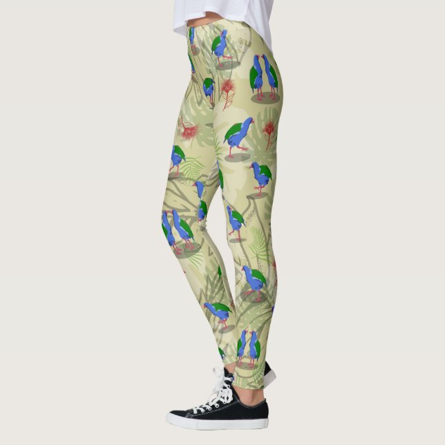 Takahe NZ / Aotearoa birds Pattern Leggings (Left)