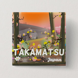 Takamatsu japan travel poster 15 cm square badge
