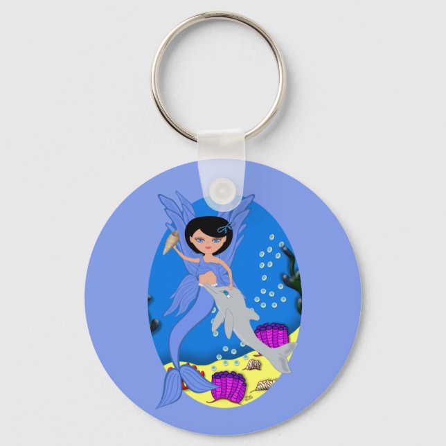 Takara the Merfaery and Dolphin Keychain (Front)