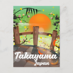 Takayama Japanese blossom poster. Postcard