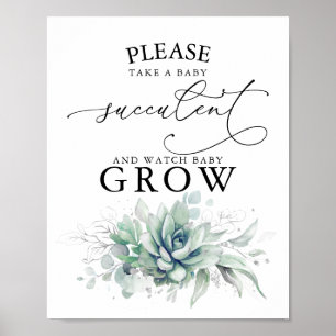 Take A Baby Succulent - Greenery Baby Shower Sign