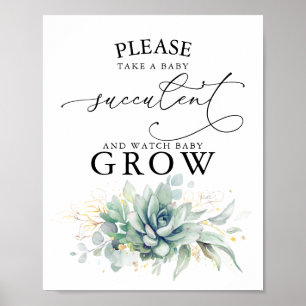 Take A Baby Succulent - Greenery Baby Shower Sign