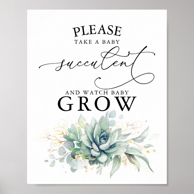 Take A Baby Succulent - Greenery Baby Shower Sign (Front)