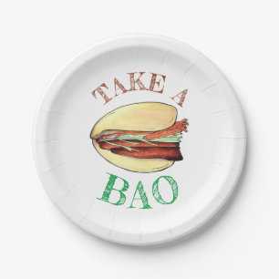 TAKE A BAO Pork Belly Bun Celebration Congrats Paper Plate