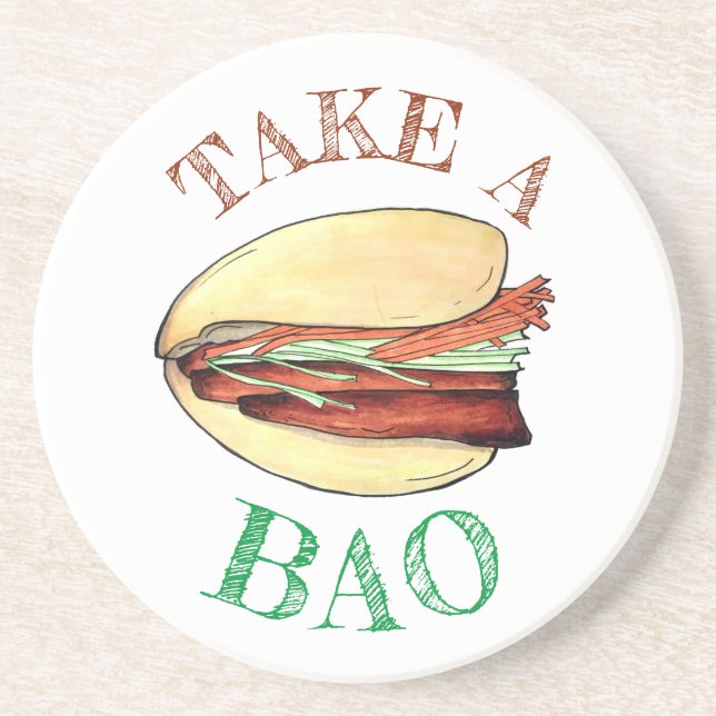 TAKE A BAO Pork Belly Bun Chinese Taiwanese Food Coaster (Front)