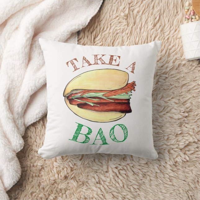 TAKE A BAO Pork Belly Bun Chinese Taiwanese Food Cushion (Blanket)