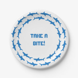 Take a Bite - Circling Sharks Custom Beach Party Paper Plate
